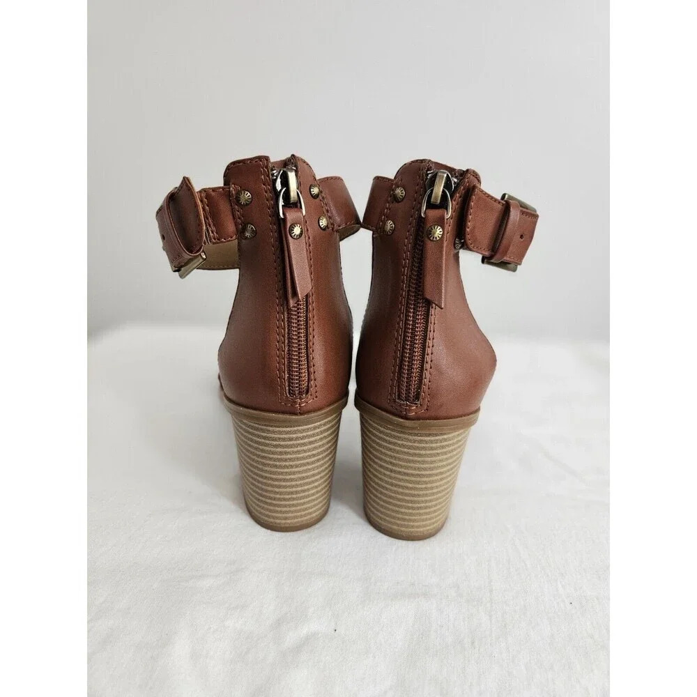 BASS Perri Sandals Womens Size 9M Brown Chunky Heel Ankle Strap Braided - Picture 3 of 11